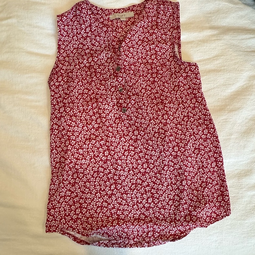 LOFT mixed media button top